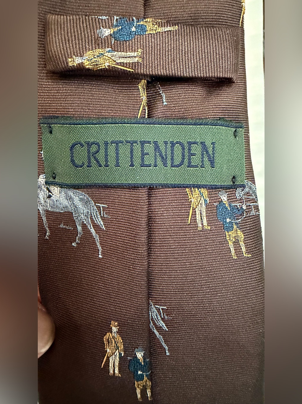 Vintage Crittenden Rawlings Brown Silk Equestrian Tie Lexington Ky